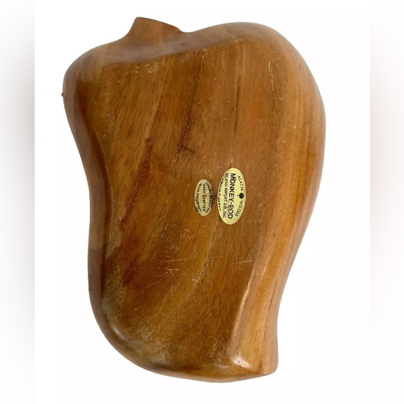 Vintage Monkey Bell Pepper Acacia Wood Salad Chip Dip Bowl Set Salt & Pepper - Picture 7 of 13